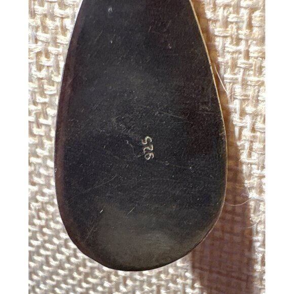 Sterling Silver Necklace & Larimar Pendand Teardrop Gemstone 18" Chain Italy - Picture 9 of 10